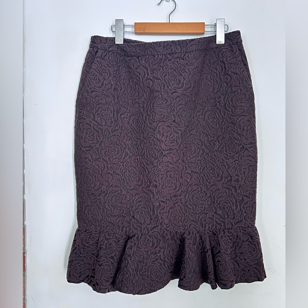 Marlowe made in Italy purple Peplum Skirt Floral print wool blend trumpet - Picture 3 of 9